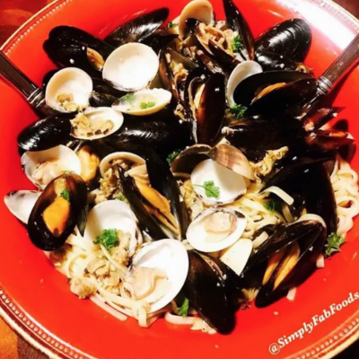 Mussels & Clams over Linguini
